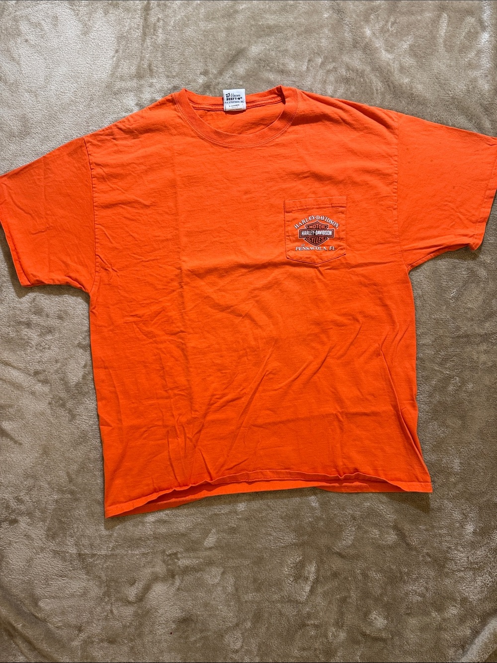 Harley-Davidson Bright Orange Pocket Logo Short Sleeve Tee